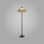 NLK00319 Azure 2 Light Stepped Design Floor Lamp With 40cm Tiffany Shade White/Grey/Black/Clear Crystal/Aged Antique Brass