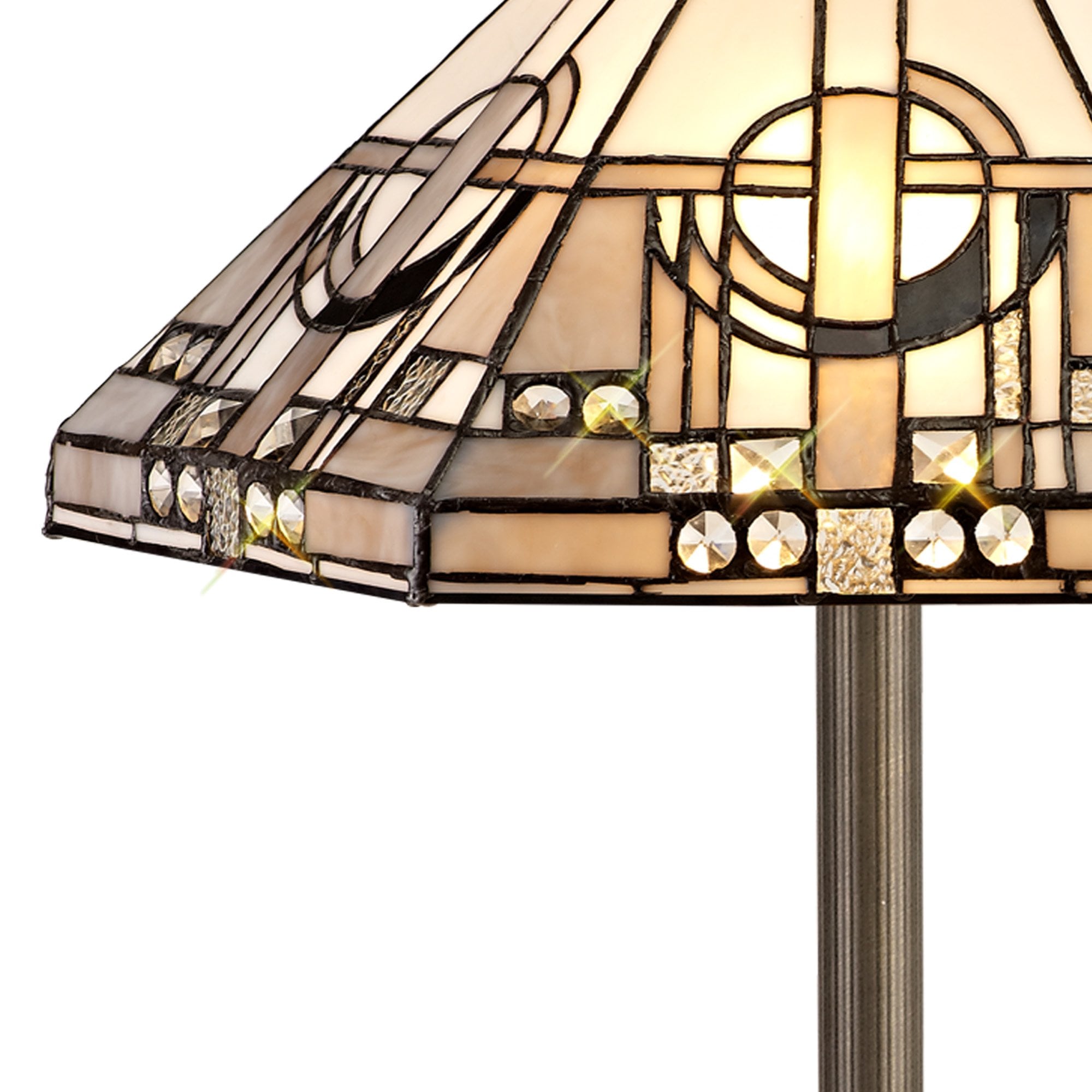 NLK00319 Azure 2 Light Stepped Design Floor Lamp With 40cm Tiffany Shade White/Grey/Black/Clear Crystal/Aged Antique Brass