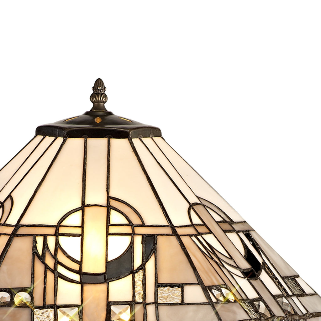 NLK00319 Azure 2 Light Stepped Design Floor Lamp With 40cm Tiffany Shade White/Grey/Black/Clear Crystal/Aged Antique Brass