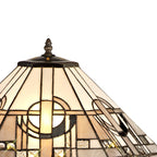NLK00319 Azure 2 Light Stepped Design Floor Lamp With 40cm Tiffany Shade White/Grey/Black/Clear Crystal/Aged Antique Brass