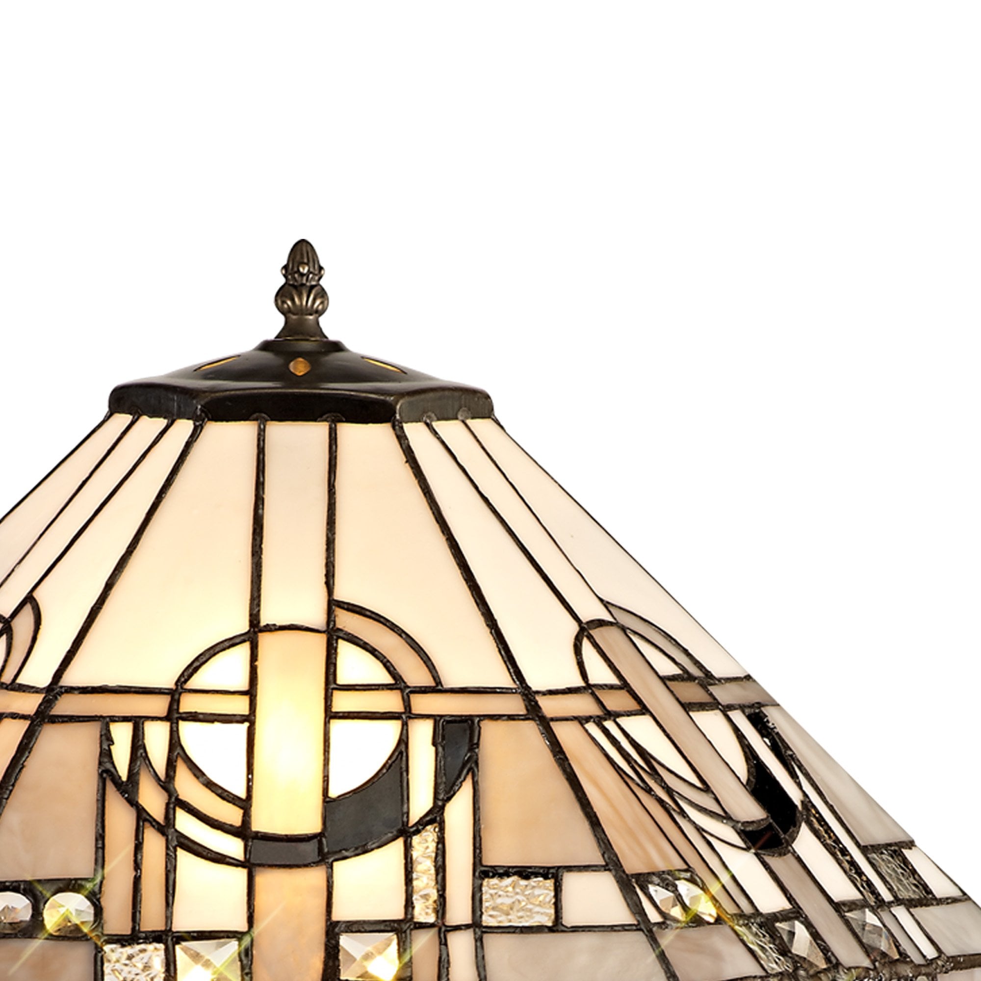NLK00319 Azure 2 Light Stepped Design Floor Lamp With 40cm Tiffany Shade White/Grey/Black/Clear Crystal/Aged Antique Brass