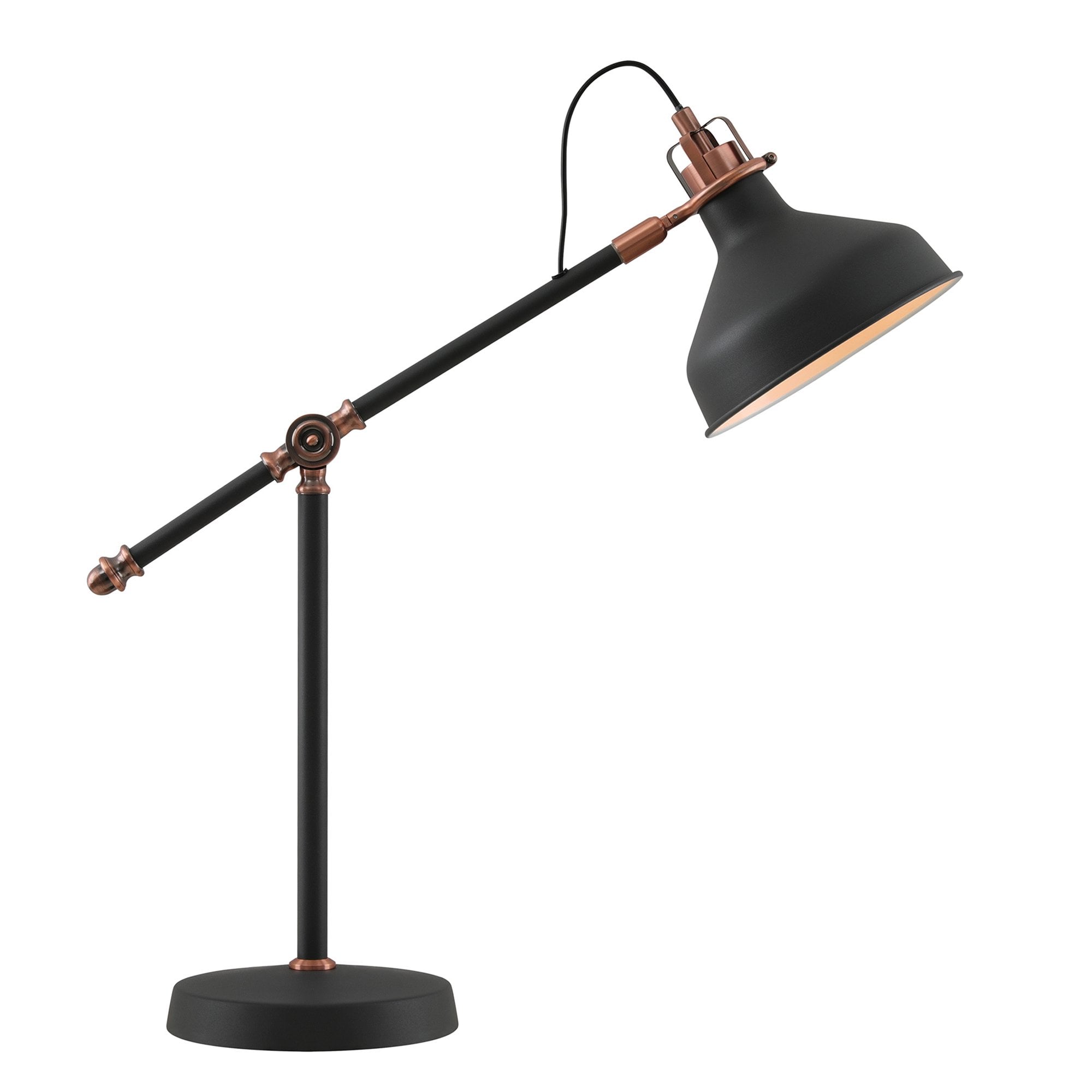 Barnie Adjustable Table  Lamp 1 Light Sand Black/Copper/White