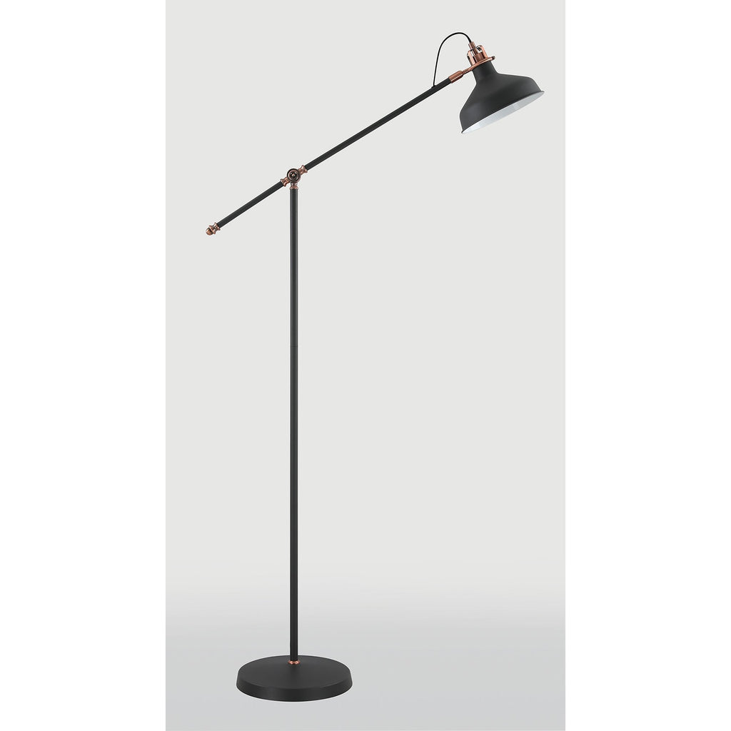 NL77179 Barnie Adjustable Floor Lamp 1 Light Sand Black/Copper/White
