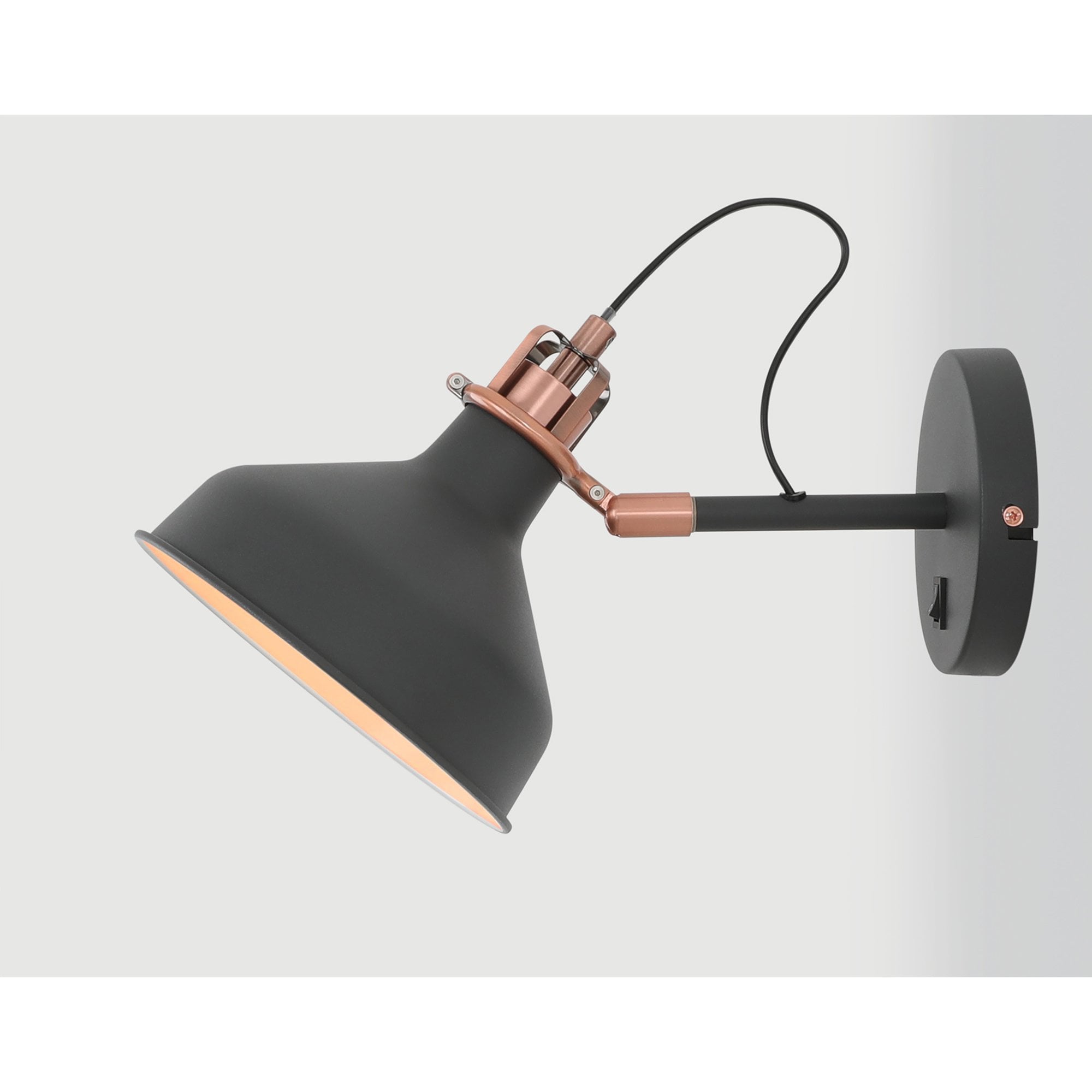 NL77199 Barnie Adjustable Wall Lamp Switched 1 Light Sand Black/Copper/White