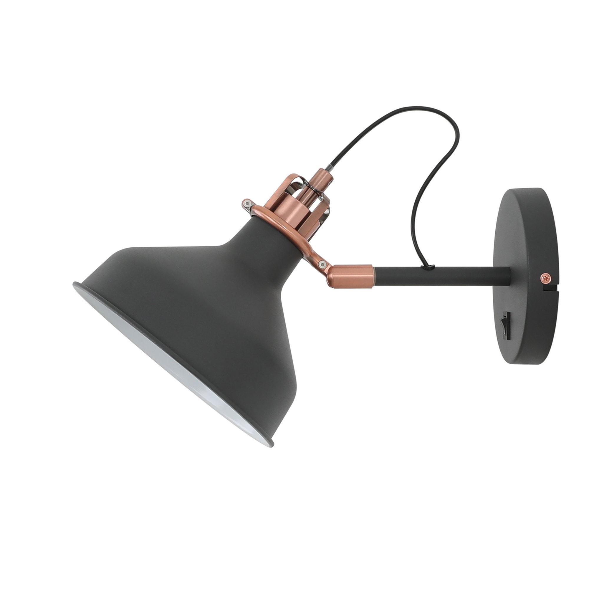NL77199 Barnie Adjustable Wall Lamp Switched 1 Light Sand Black/Copper/White