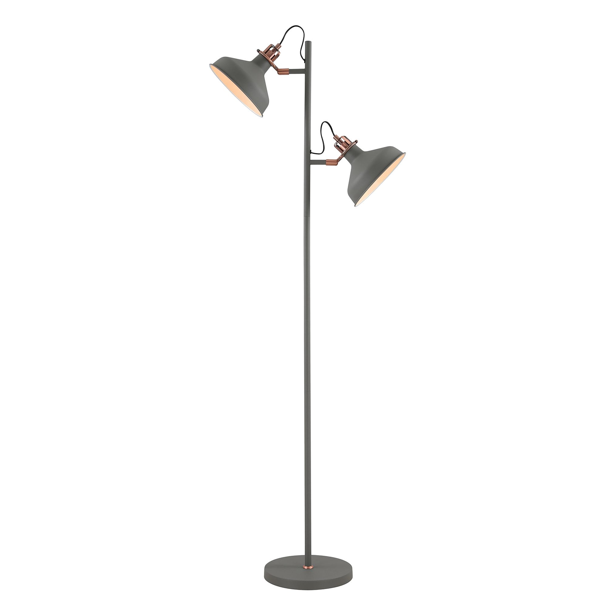 Barnie Floor  Lamp 2 Light Sand Grey/Copper/White