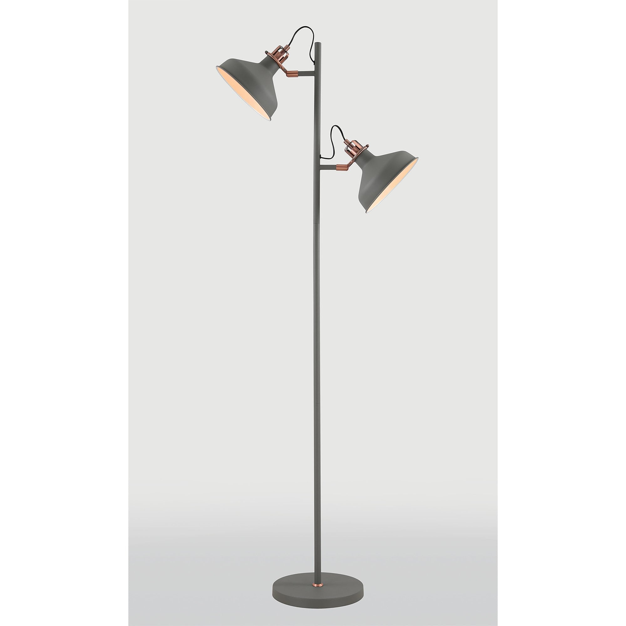 Barnie Floor  Lamp 2 Light Sand Grey/Copper/White