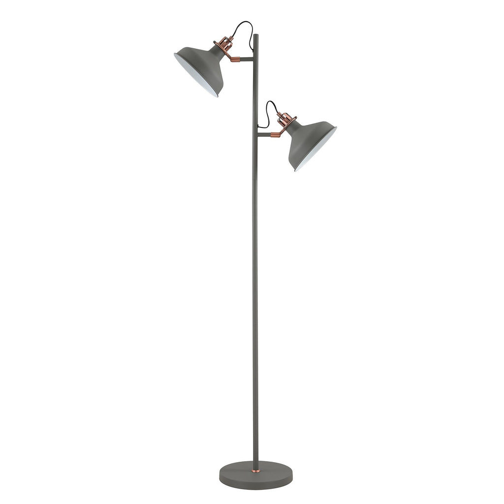 NL77209 Barnie Floor Lamp 2 Light Sand Grey/Copper/White
