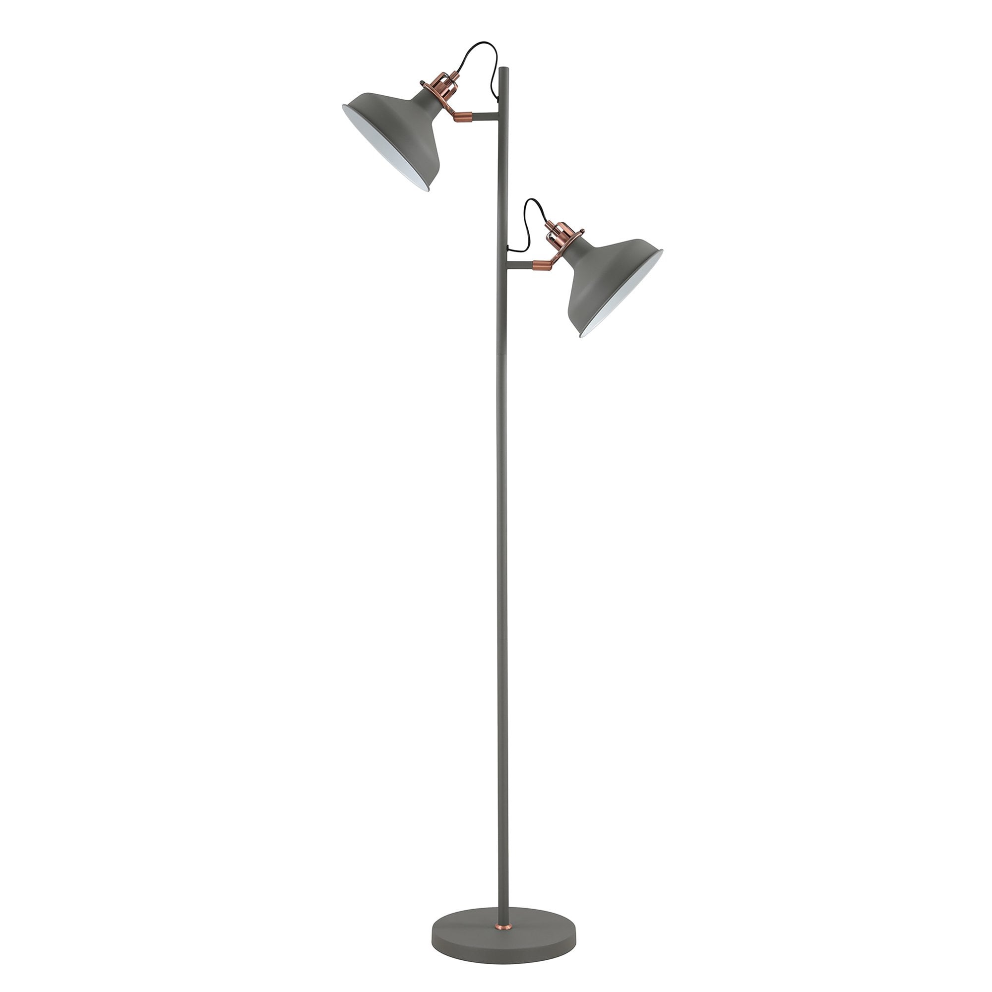 Barnie Floor  Lamp 2 Light Sand Grey/Copper/White