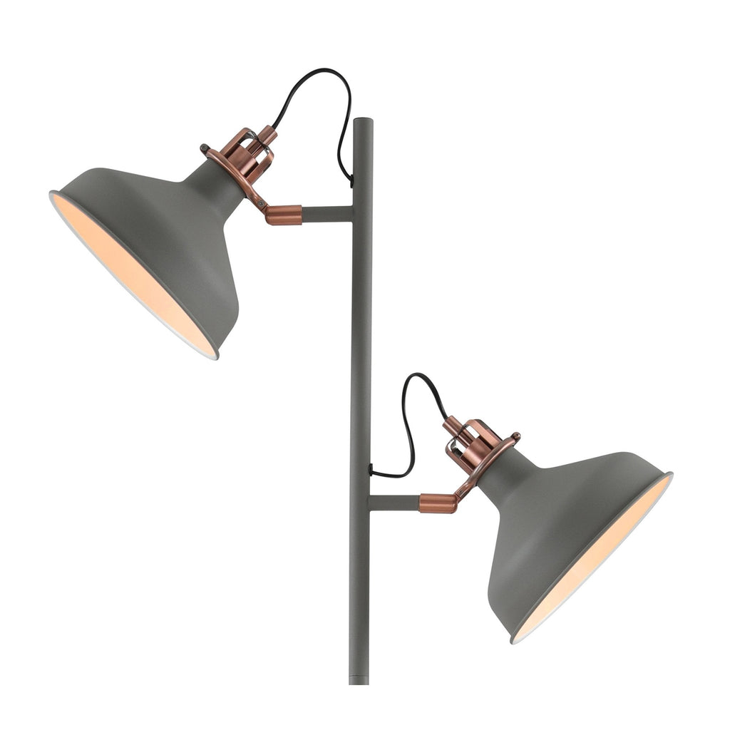 NL77209 Barnie Floor Lamp 2 Light Sand Grey/Copper/White