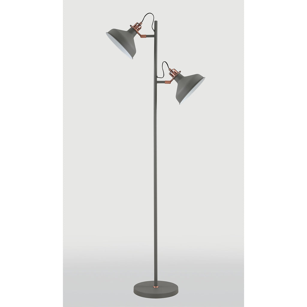 NL77209 Barnie Floor Lamp 2 Light Sand Grey/Copper/White