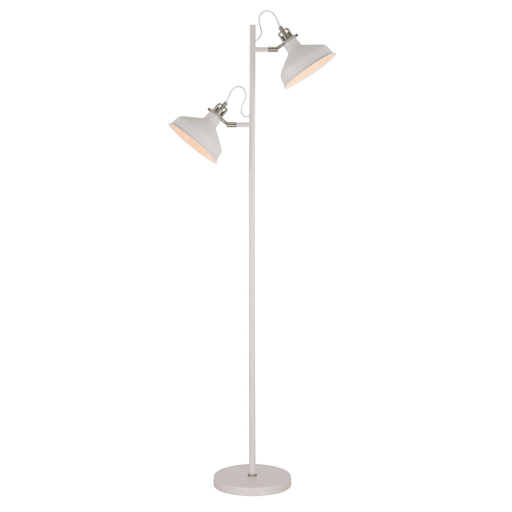 NL77219 Barnie Floor Lamp 2 Light Sand White/Satin Nickel/White