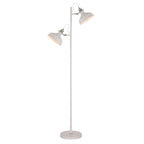 NL77219 Barnie Floor Lamp 2 Light Sand White/Satin Nickel/White