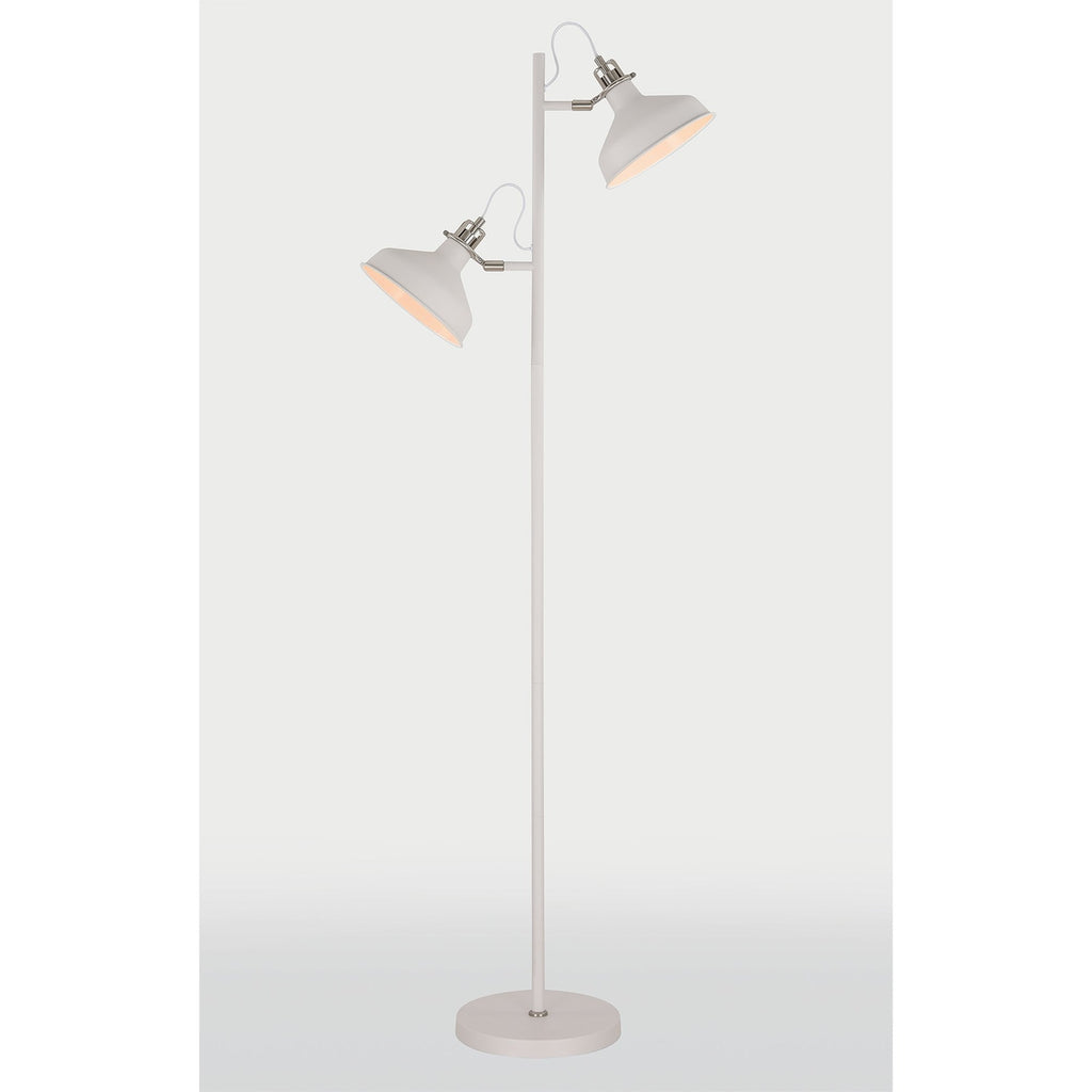 NL77219 Barnie Floor Lamp 2 Light Sand White/Satin Nickel/White