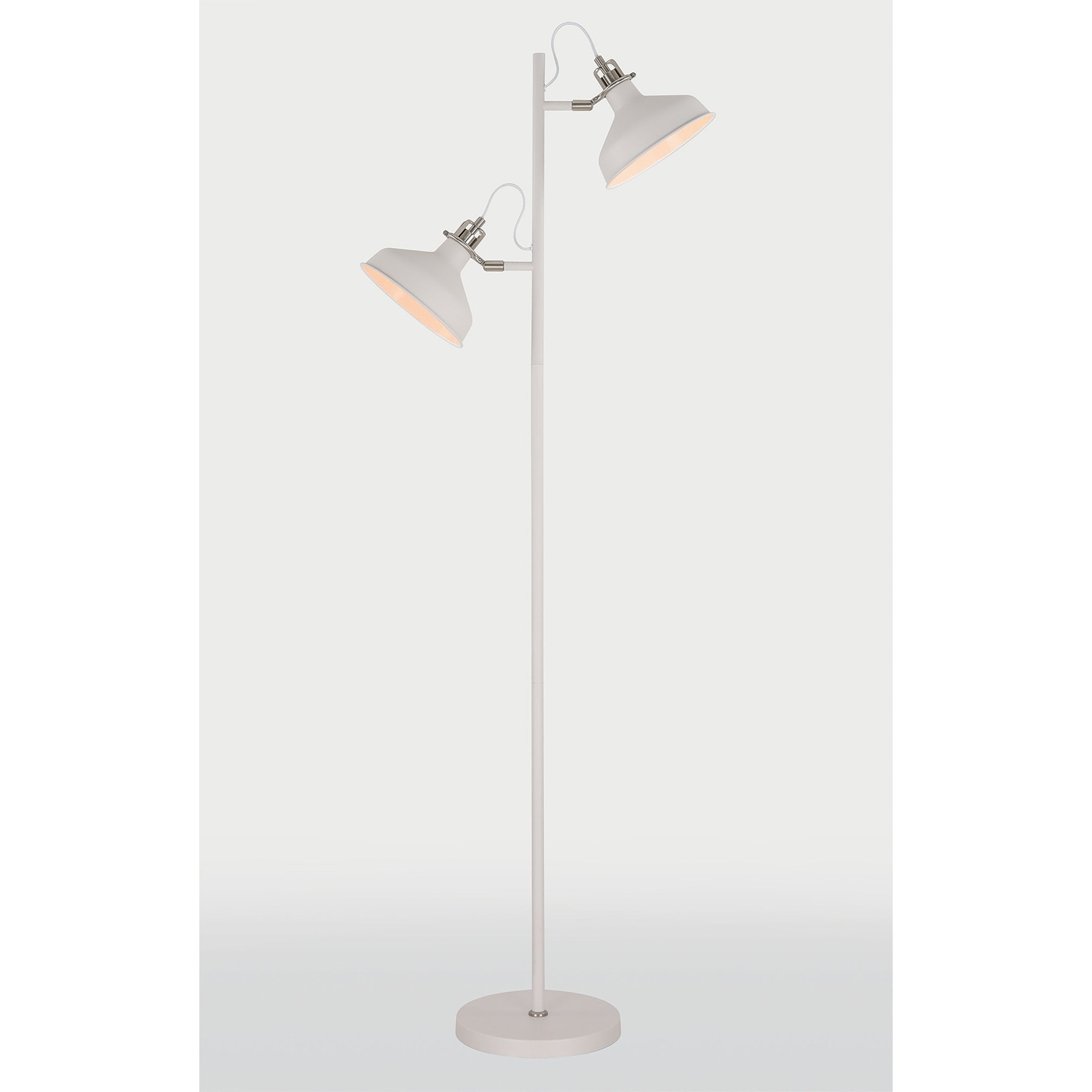NL77219 Barnie Floor Lamp 2 Light Sand White/Satin Nickel/White