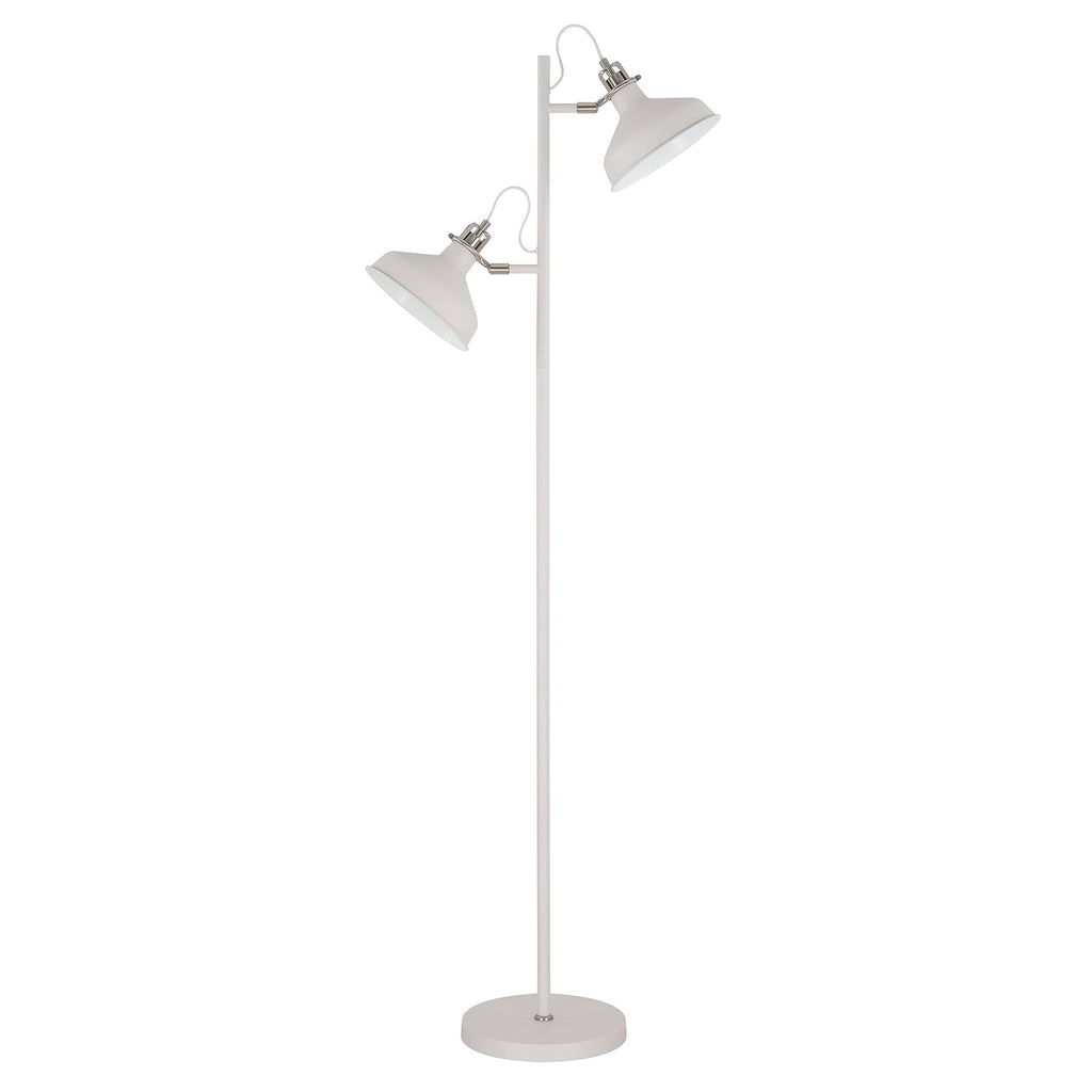 NL77219 Barnie Floor Lamp 2 Light Sand White/Satin Nickel/White