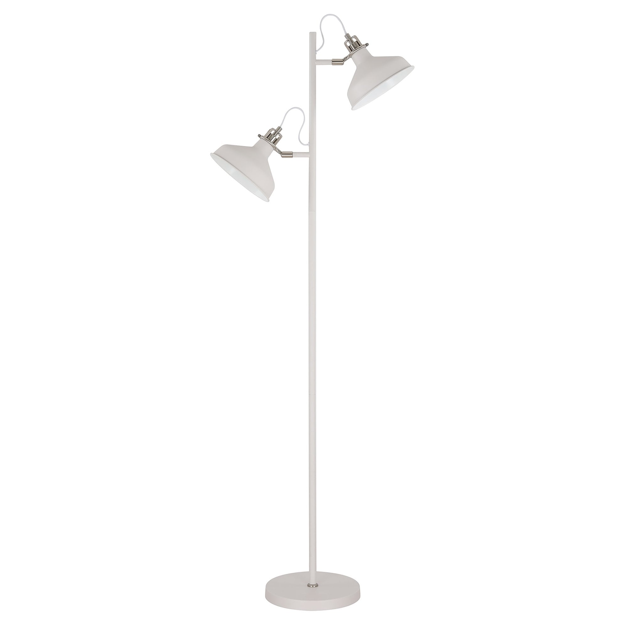 NL77219 Barnie Floor Lamp 2 Light Sand White/Satin Nickel/White
