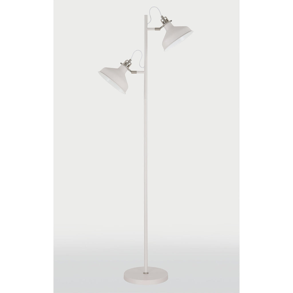 NL77219 Barnie Floor Lamp 2 Light Sand White/Satin Nickel/White