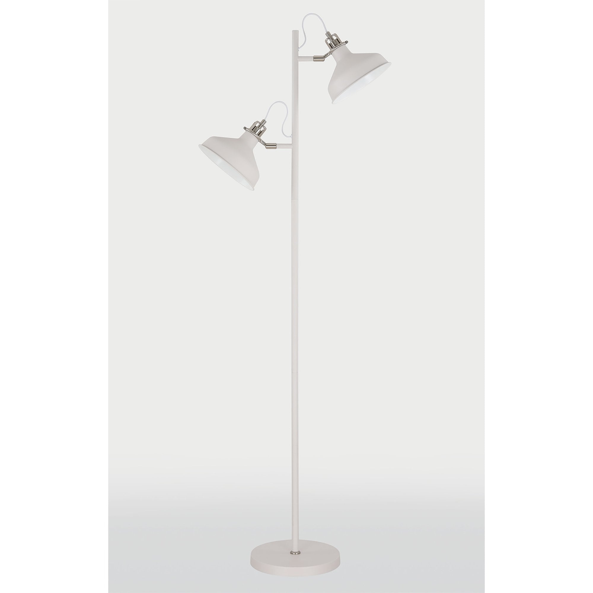 NL77219 Barnie Floor Lamp 2 Light Sand White/Satin Nickel/White