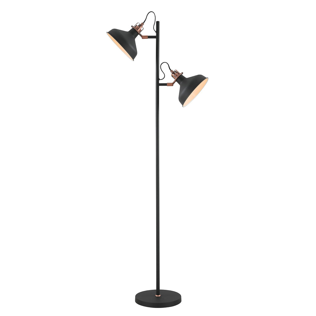 NL77229 Barnie Floor Lamp 2 Light Sand Back/Copper/White