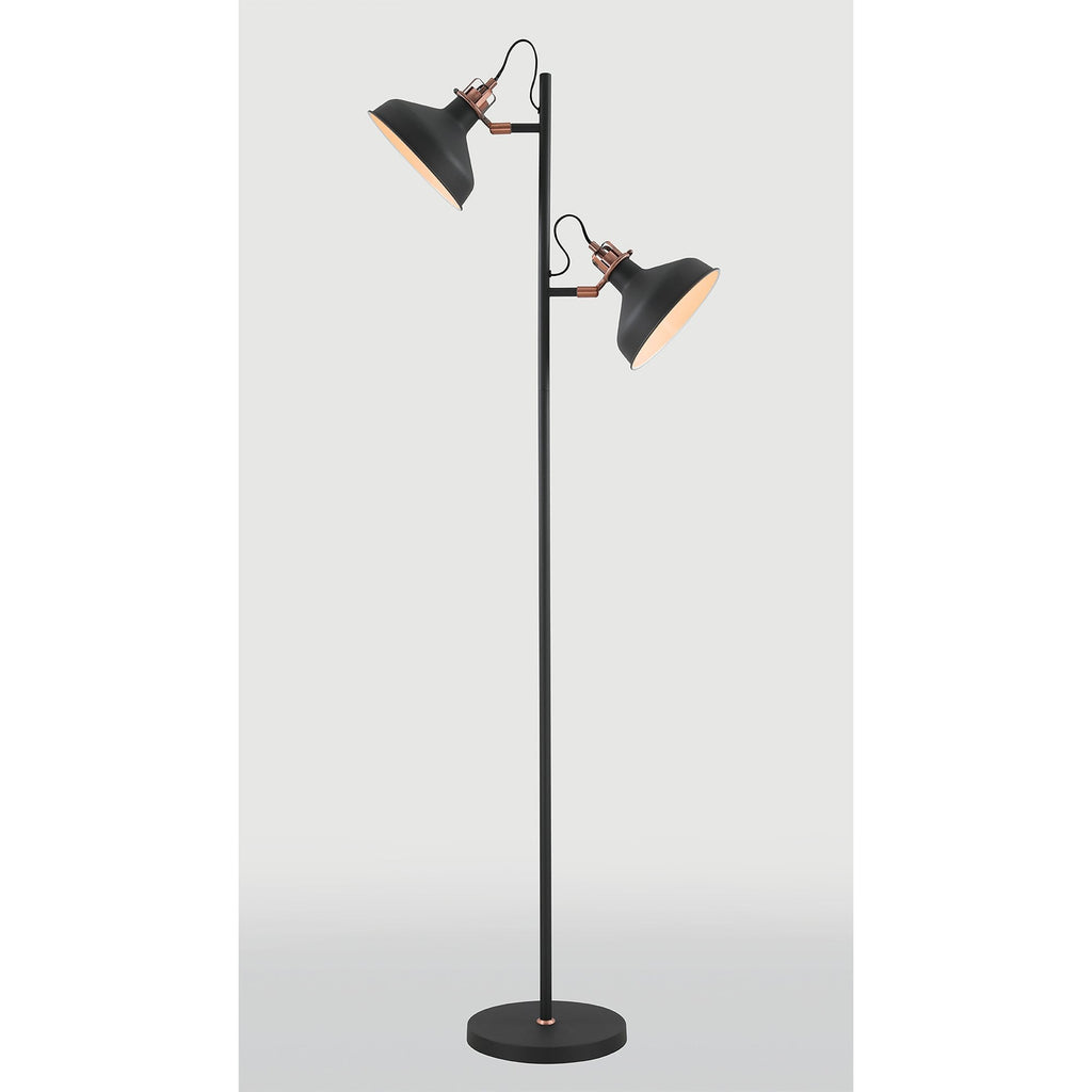 NL77229 Barnie Floor Lamp 2 Light Sand Back/Copper/White