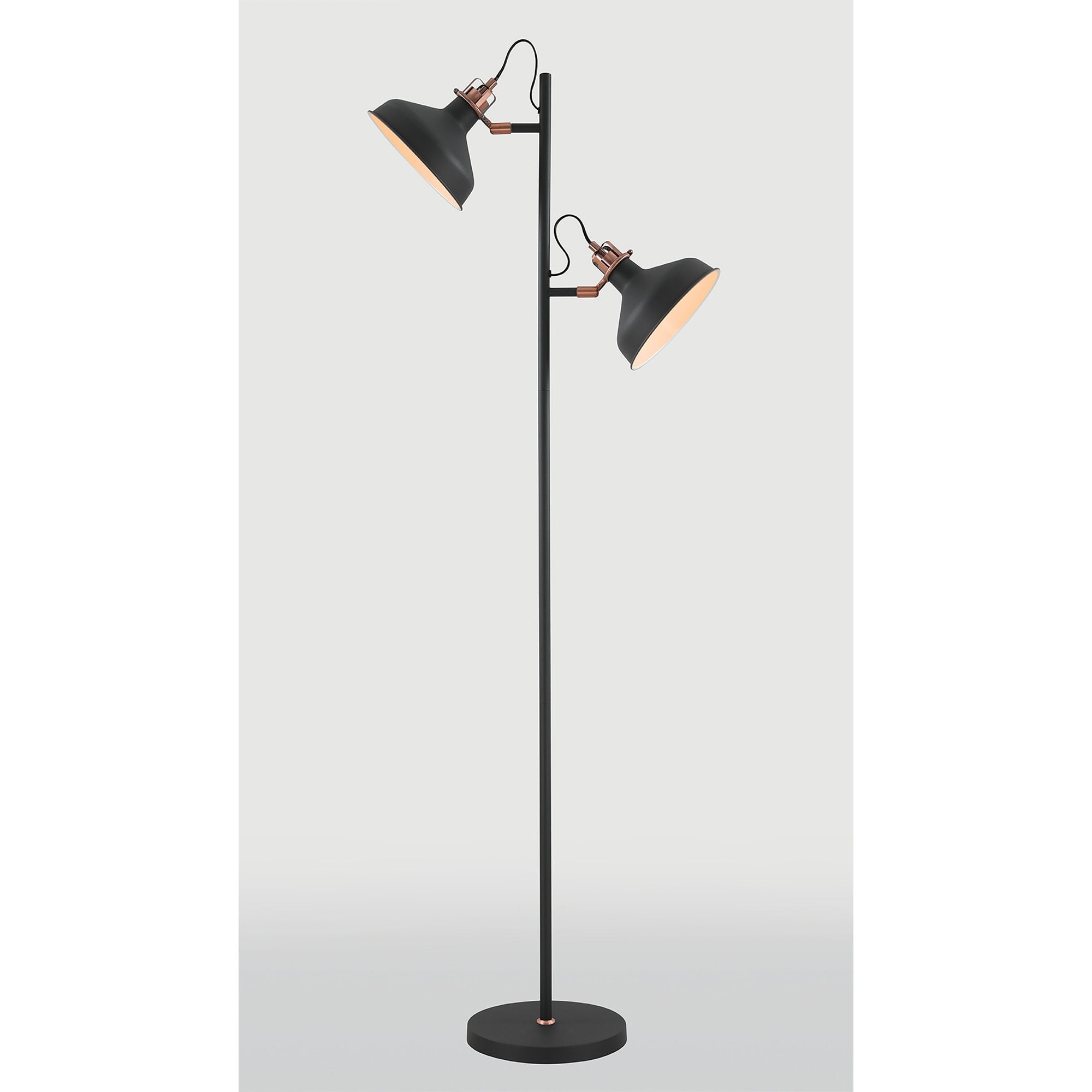Barnie Floor  Lamp 2 Light Sand Back/Copper/White