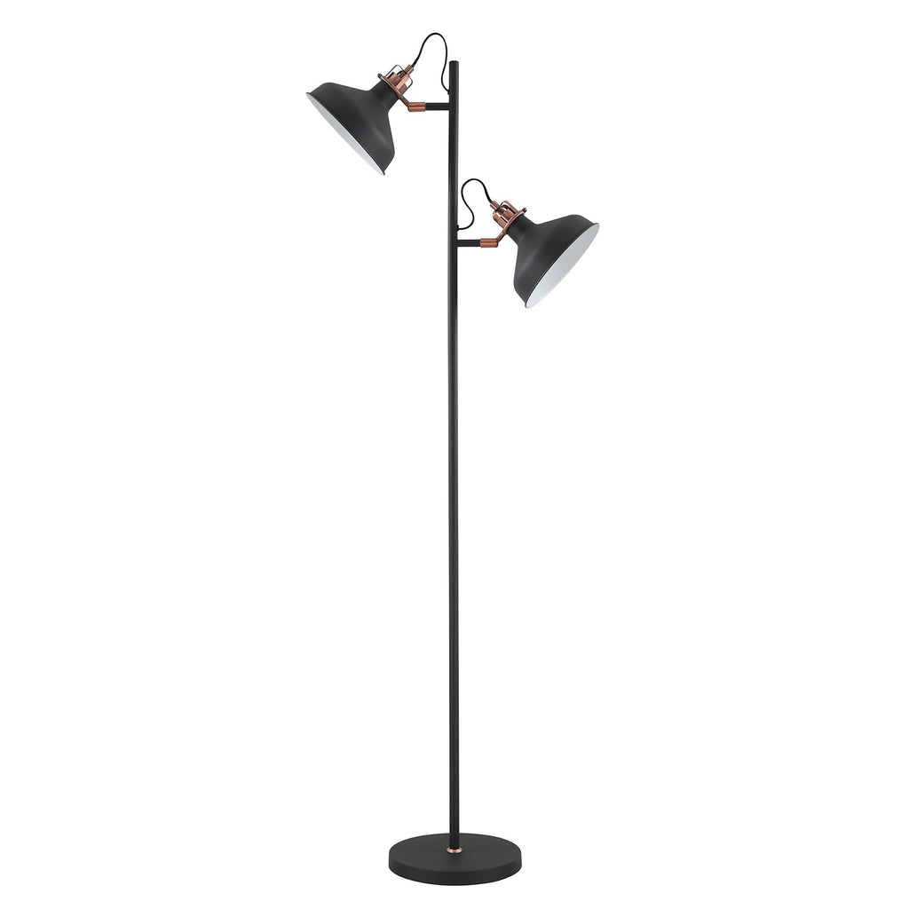NL77229 Barnie Floor Lamp 2 Light Sand Back/Copper/White