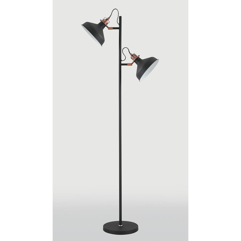 NL77229 Barnie Floor Lamp 2 Light Sand Back/Copper/White
