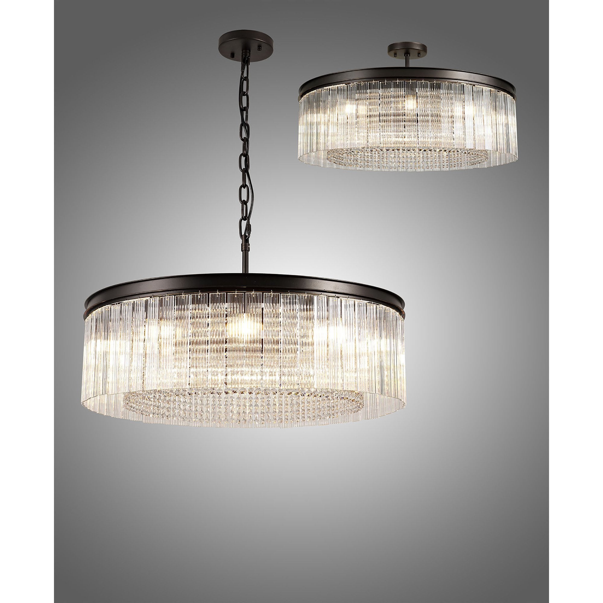 NL76779 Baylan Large Round Pendant 10 Light Brown Oxide
