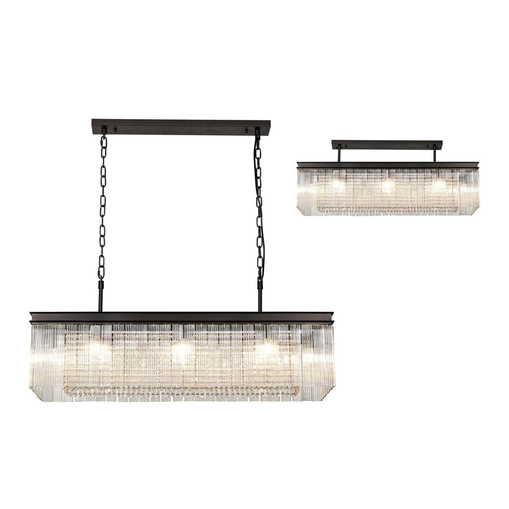 NL76789 Baylan Rectangular Pendant 11 Light Brown Oxide