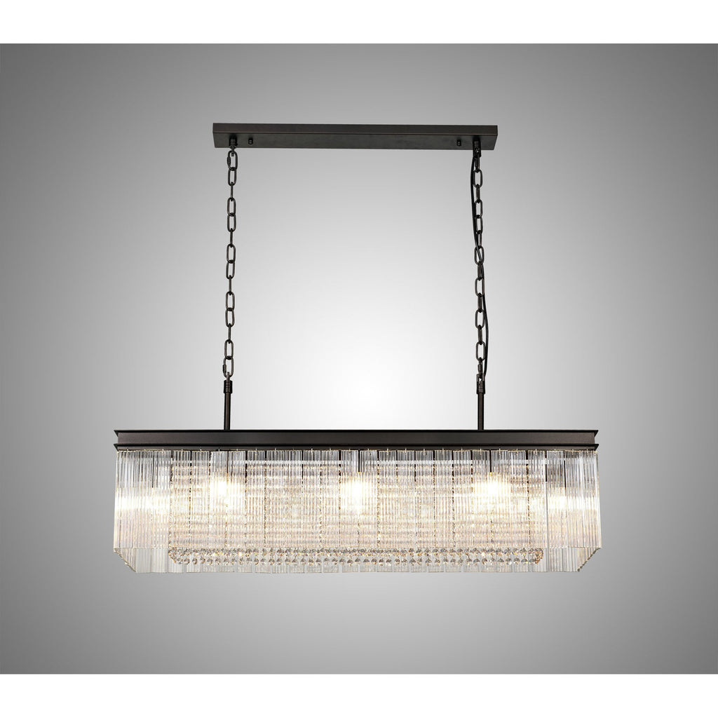 NL76789 Baylan Rectangular Pendant 11 Light Brown Oxide