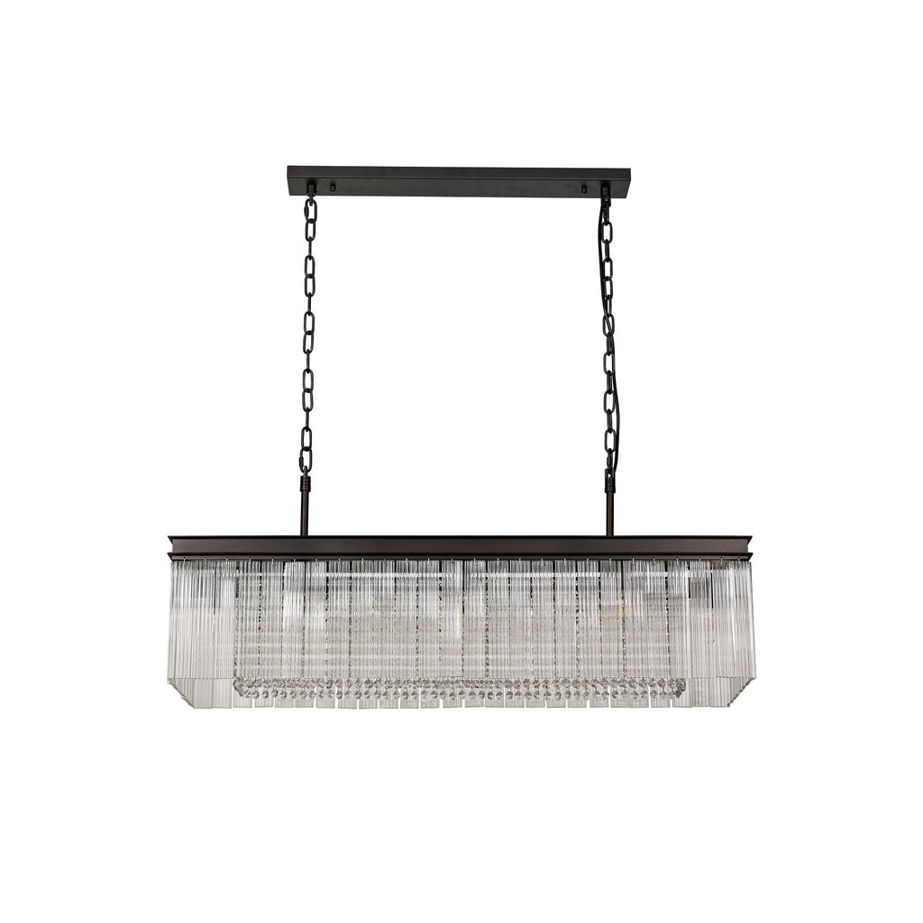 NL76789 Baylan Rectangular Pendant 11 Light Brown Oxide