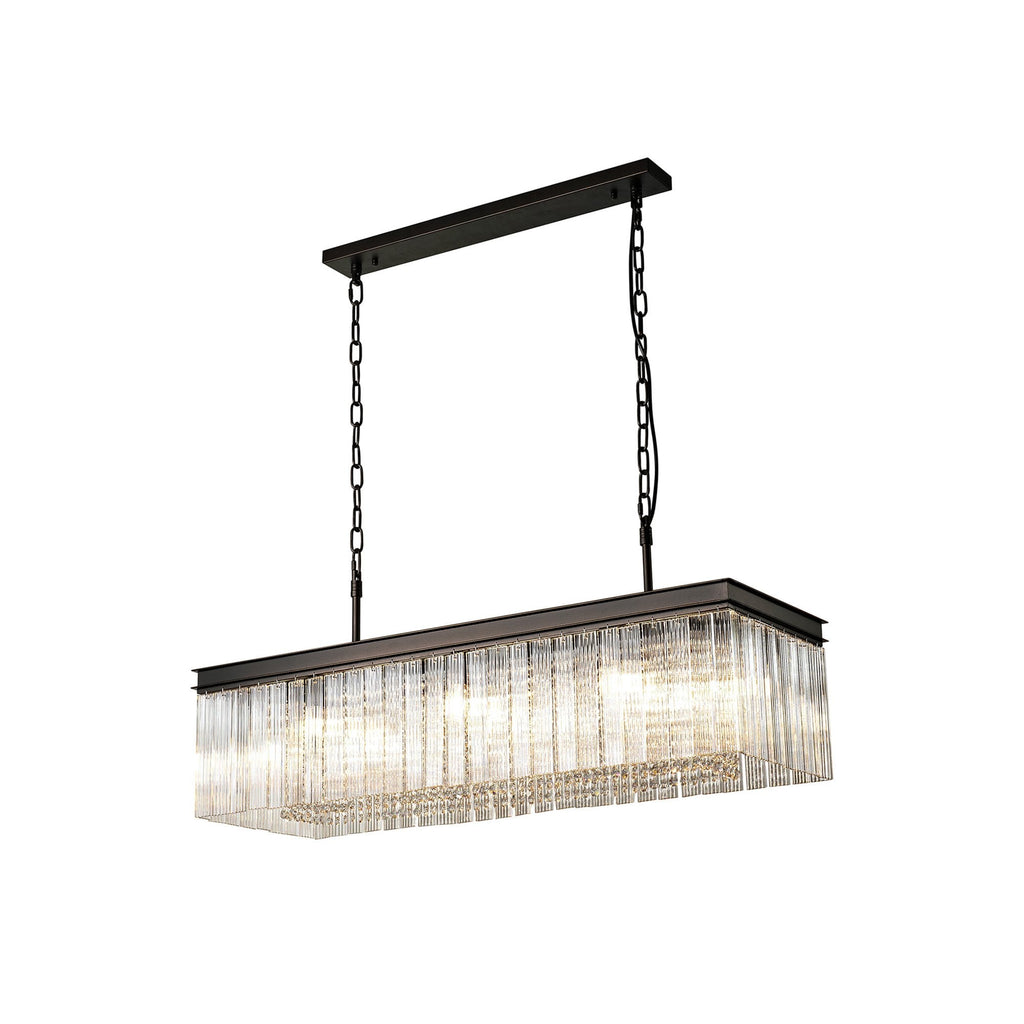 NL76789 Baylan Rectangular Pendant 11 Light Brown Oxide