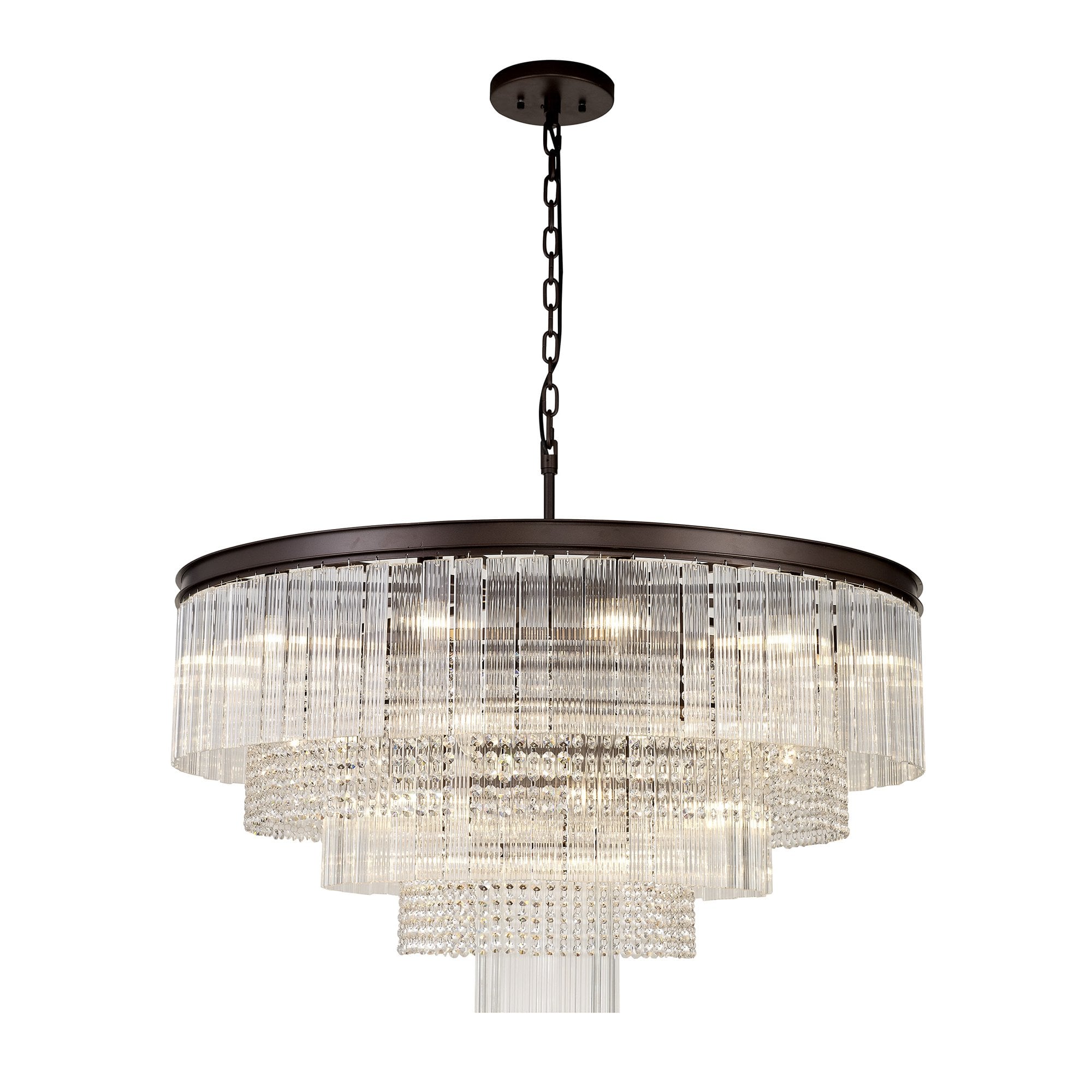 NL83269 Baylan 27 Light Large 3 Tier Round Pendant Brown Oxide