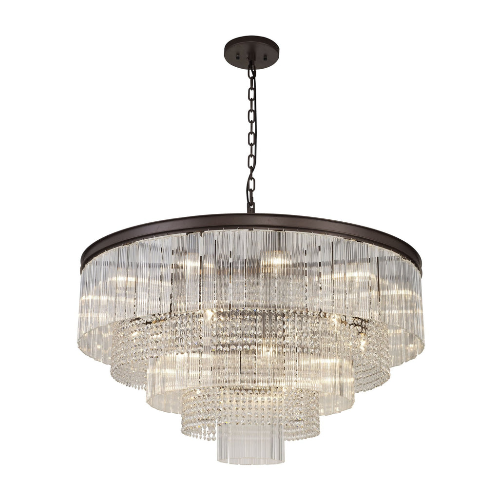 NL83269 Baylan 27 Light Large 3 Tier Round Pendant Brown Oxide