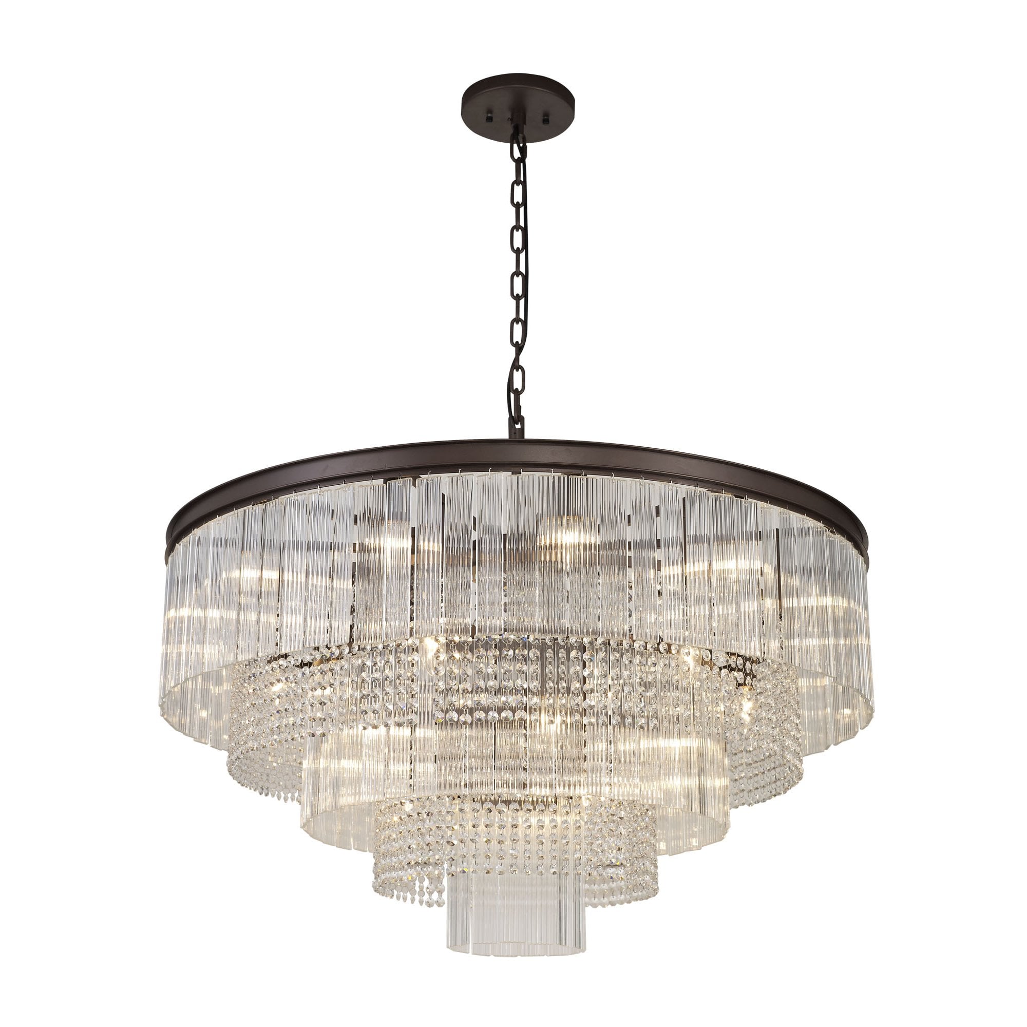 NL83269 Baylan 27 Light Large 3 Tier Round Pendant Brown Oxide