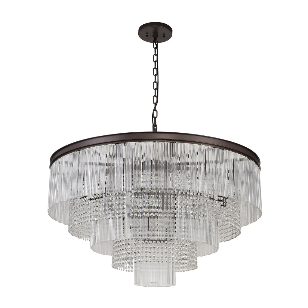 NL83269 Baylan 27 Light Large 3 Tier Round Pendant Brown Oxide