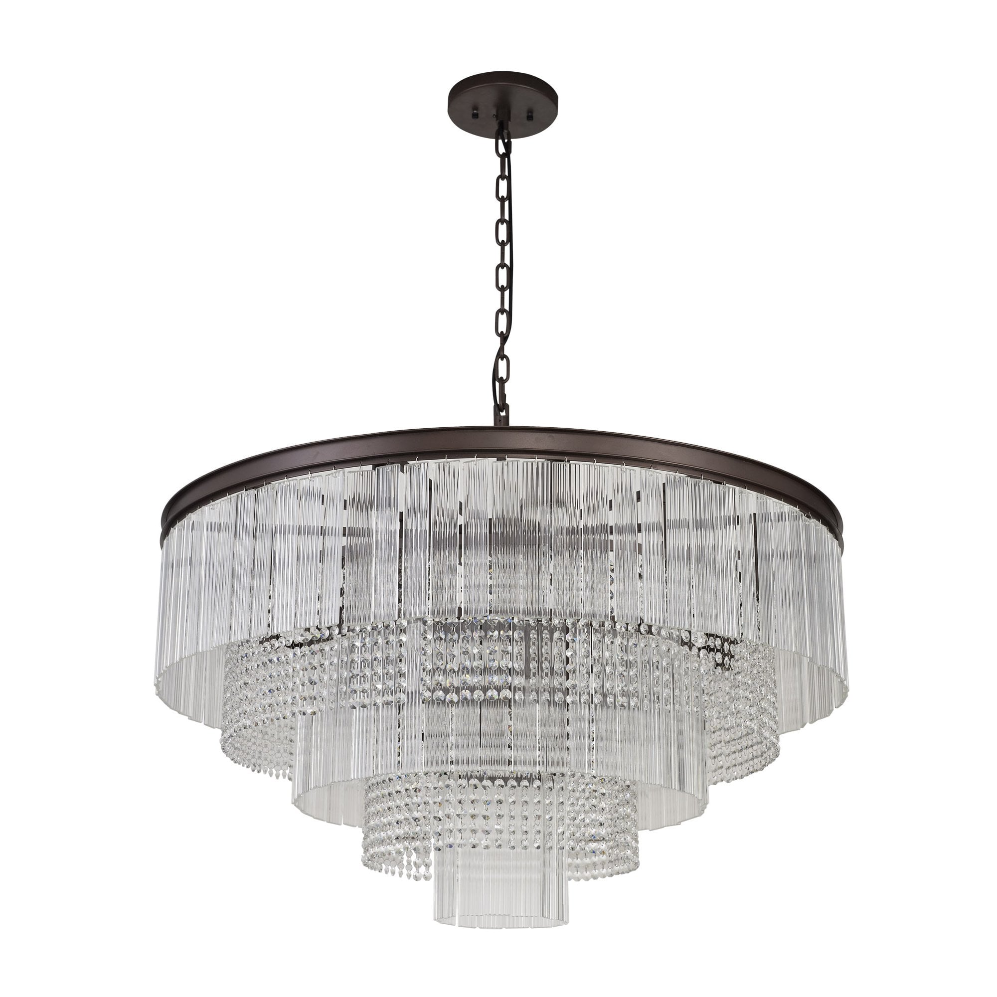 NL83269 Baylan 27 Light Large 3 Tier Round Pendant Brown Oxide