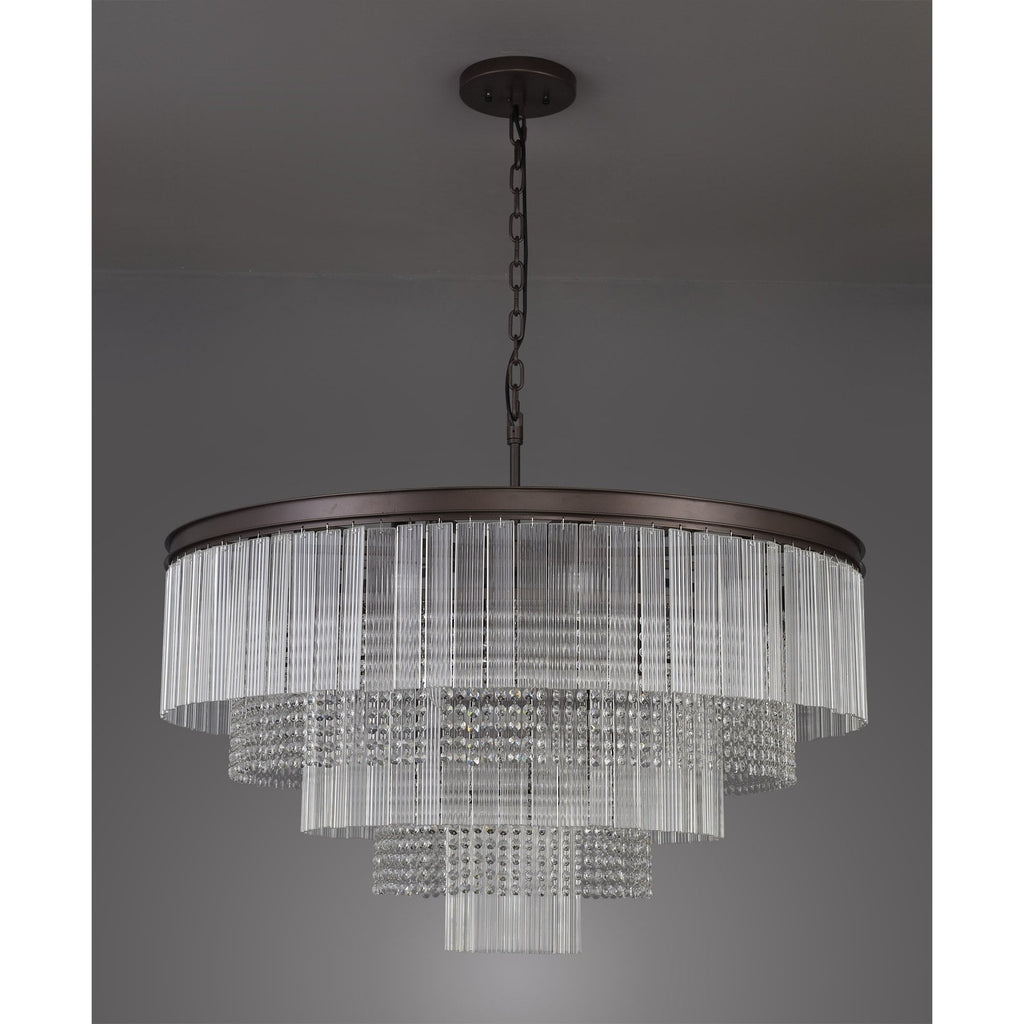 NL83269 Baylan 27 Light Large 3 Tier Round Pendant Brown Oxide