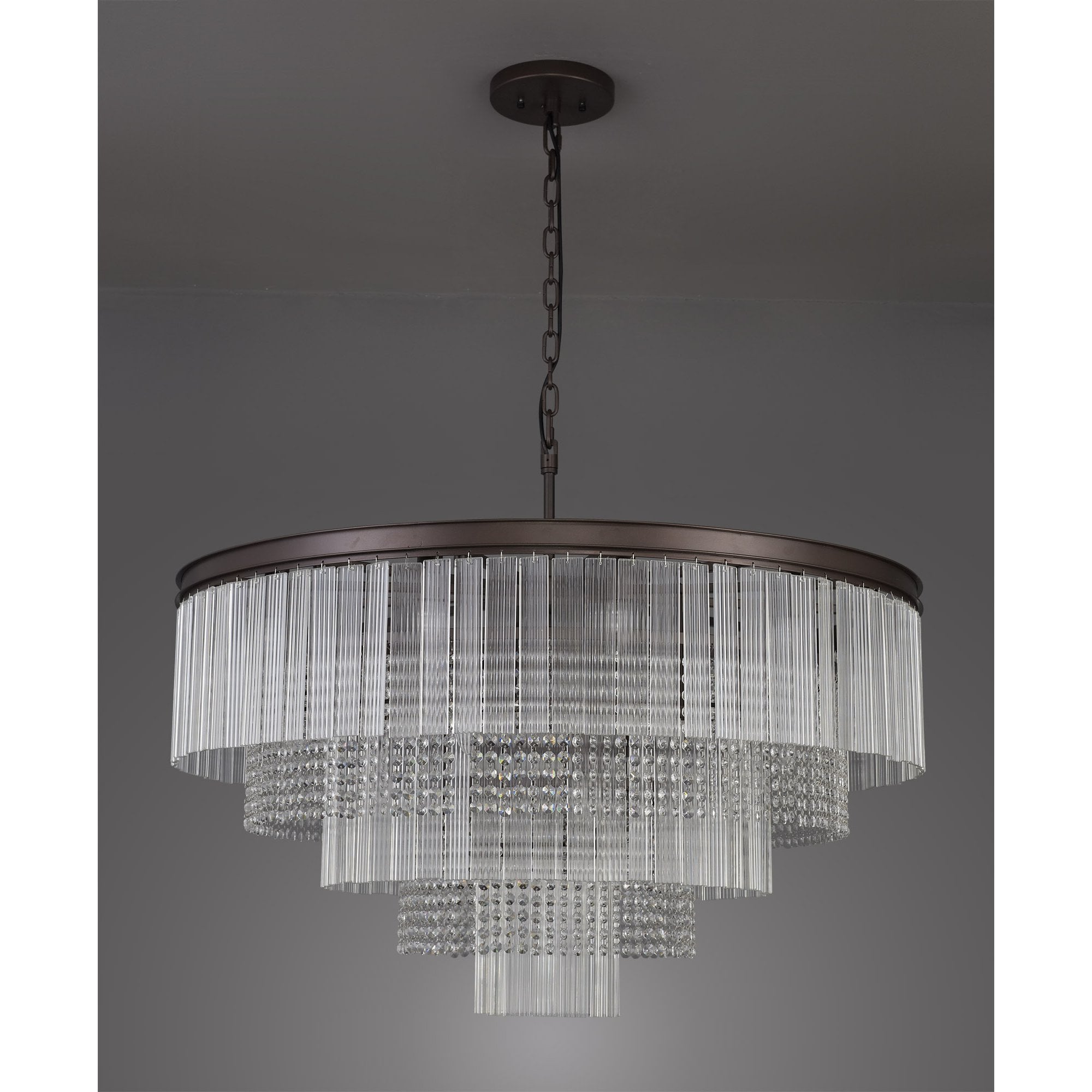 NL83269 Baylan 27 Light Large 3 Tier Round Pendant Brown Oxide