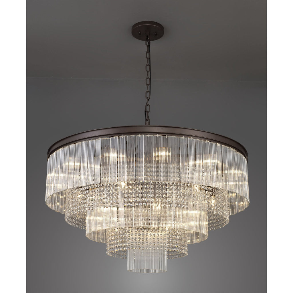 NL83269 Baylan 27 Light Large 3 Tier Round Pendant Brown Oxide