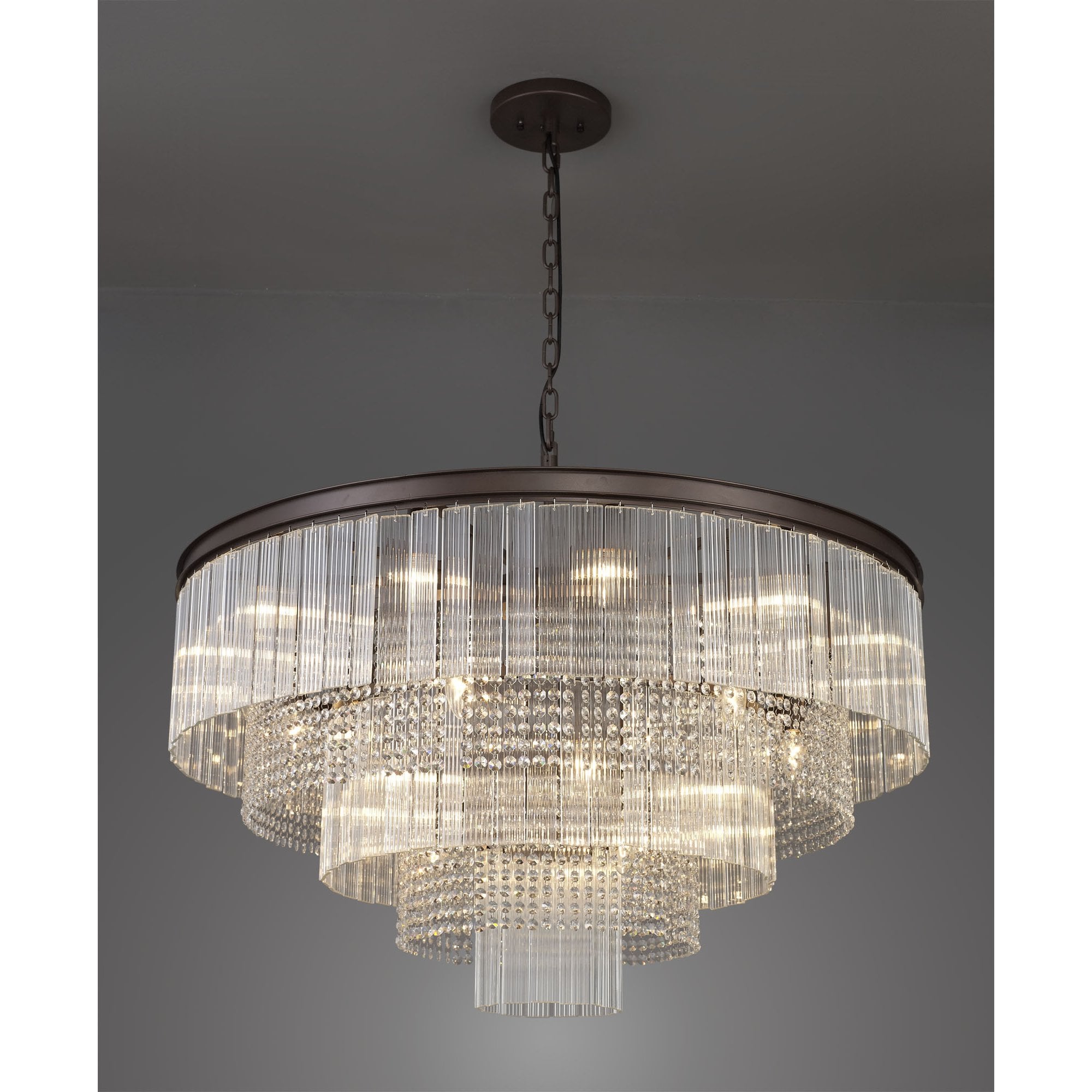 NL83269 Baylan 27 Light Large 3 Tier Round Pendant Brown Oxide