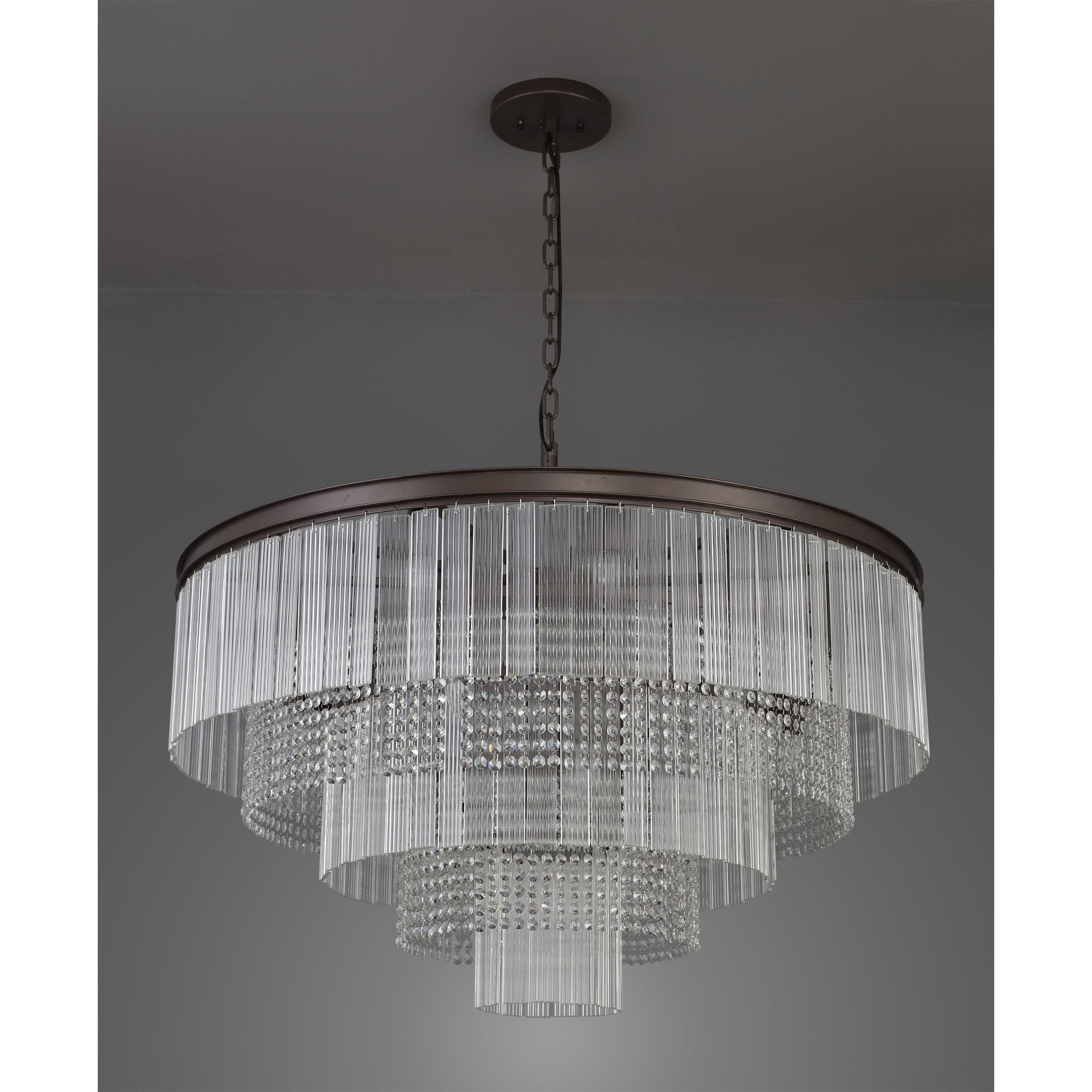 NL83269 Baylan 27 Light Large 3 Tier Round Pendant Brown Oxide