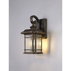 NL75799 Biello Outdoor Small Wall Lamp 1 Light Brushed Black Gold/Seeded Glass