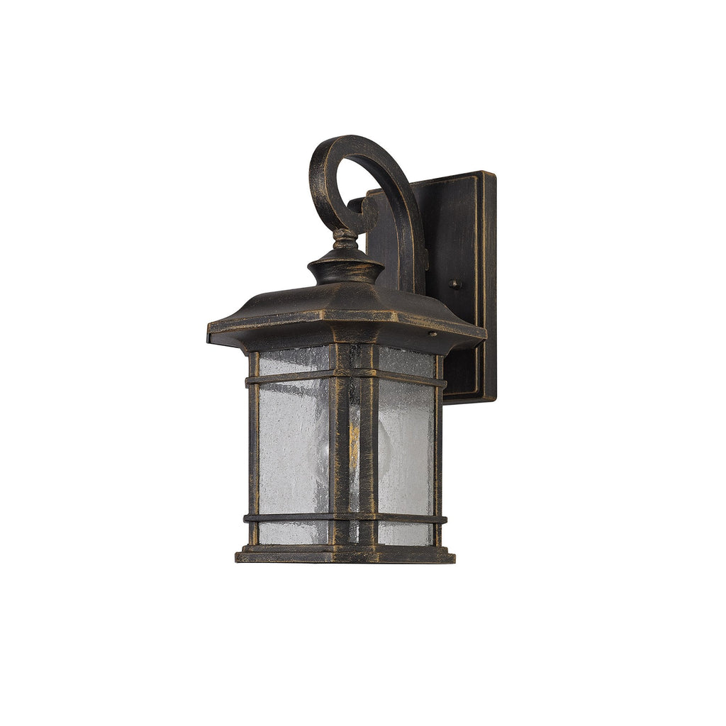 NL75799 Biello Outdoor Small Wall Lamp 1 Light Brushed Black Gold/Seeded Glass