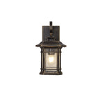 NL75799 Biello Outdoor Small Wall Lamp 1 Light Brushed Black Gold/Seeded Glass