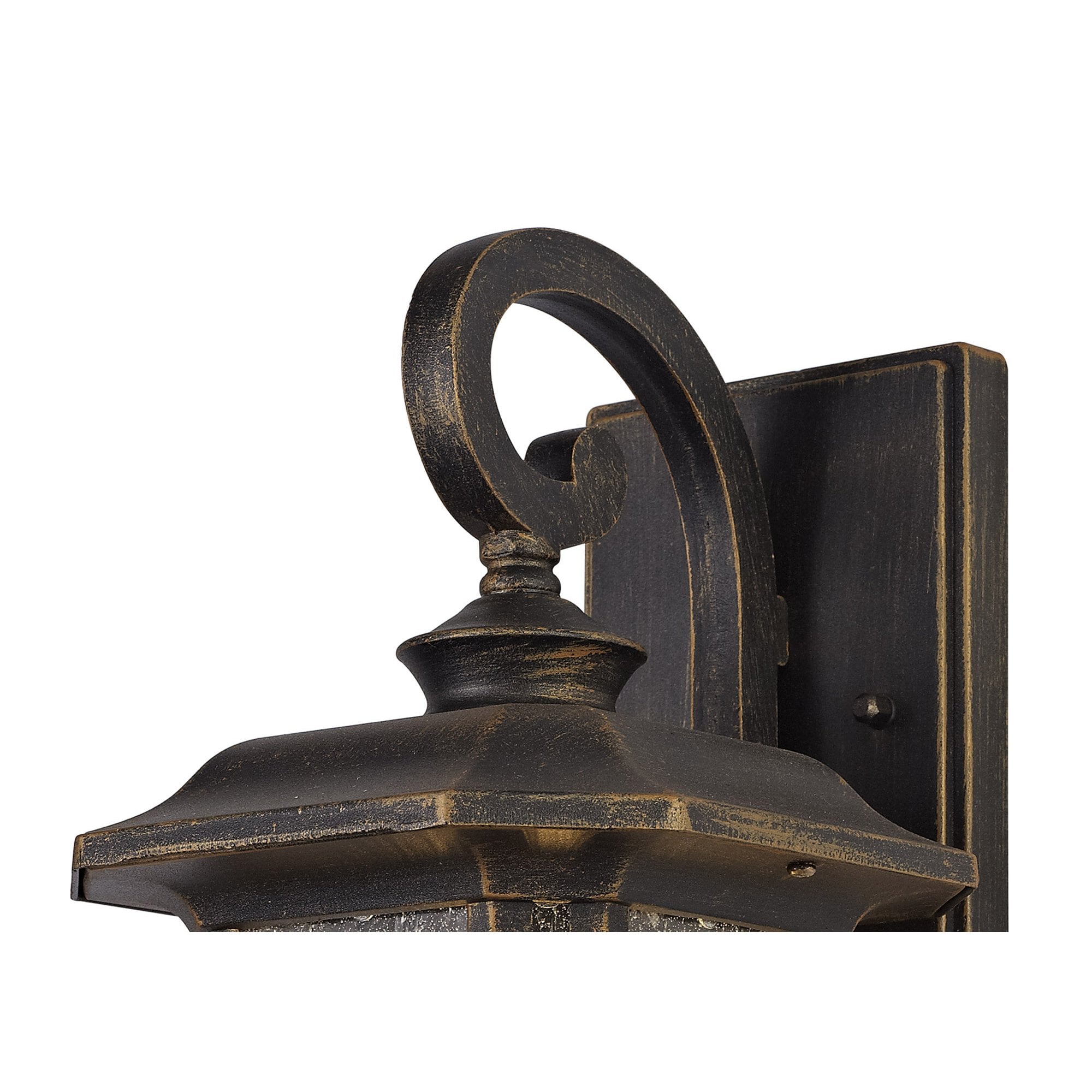 NL75799 Biello Outdoor Small Wall Lamp 1 Light Brushed Black Gold/Seeded Glass