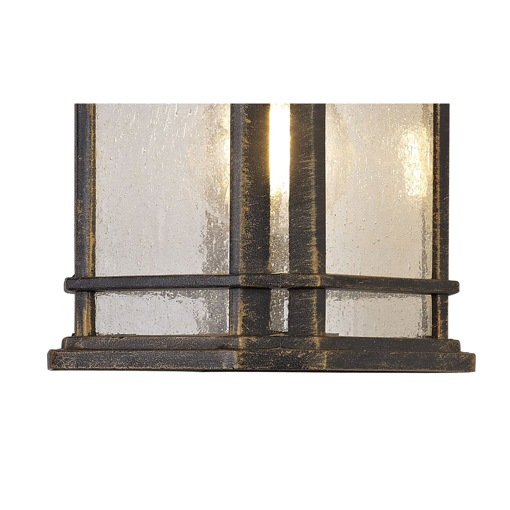 NL75799 Biello Outdoor Small Wall Lamp 1 Light Brushed Black Gold/Seeded Glass