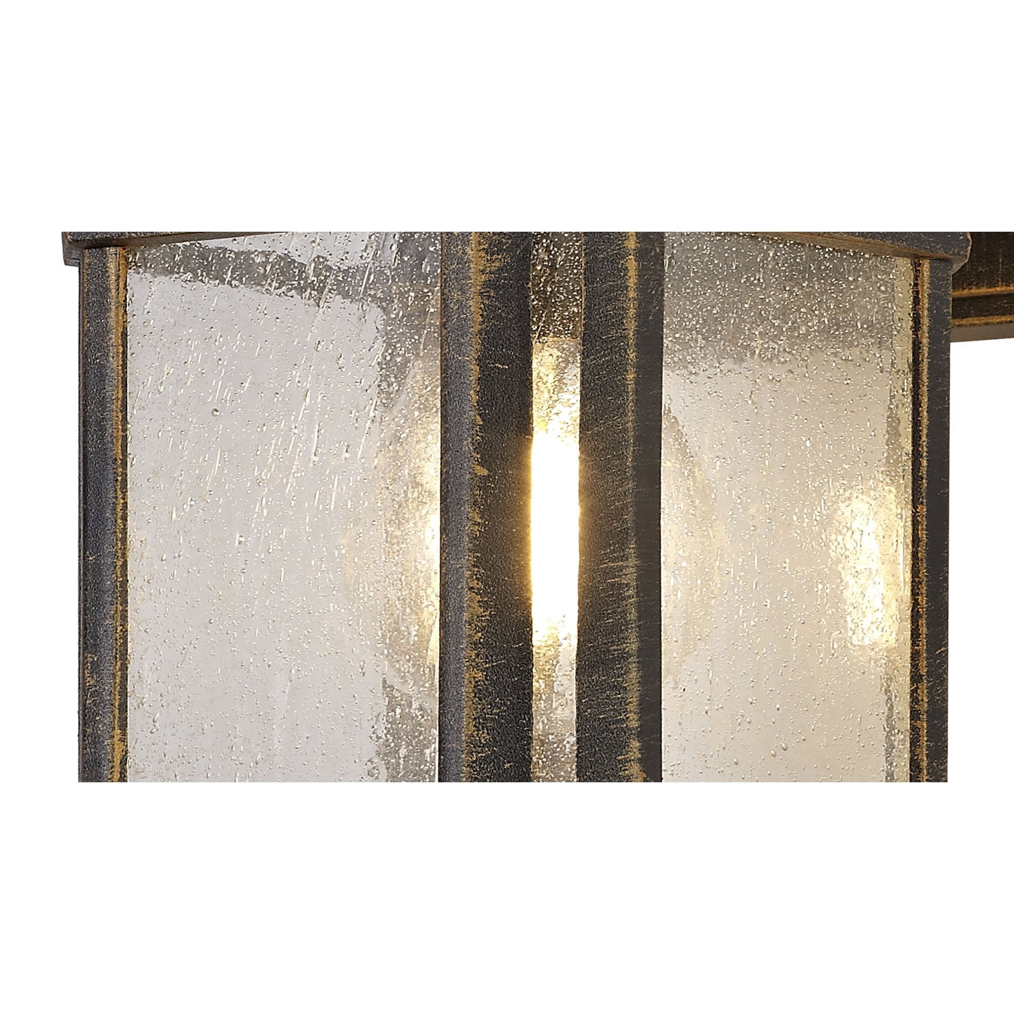 NL75799 Biello Outdoor Small Wall Lamp 1 Light Brushed Black Gold/Seeded Glass
