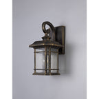 NL75799 Biello Outdoor Small Wall Lamp 1 Light Brushed Black Gold/Seeded Glass